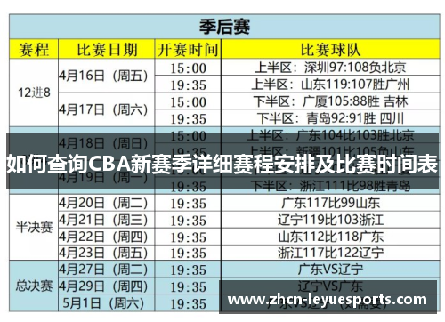 如何查询CBA新赛季详细赛程安排及比赛时间表 如何查询CBA新赛季详细赛程安排及比赛时间表
