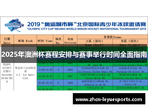 2025年澳洲杯赛程安排与赛事举行时间全面指南 2025年澳洲杯赛程安排与赛事举行时间全面指南