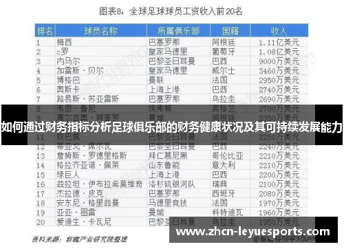 如何通过财务指标分析足球俱乐部的财务健康状况及其可持续发展能力